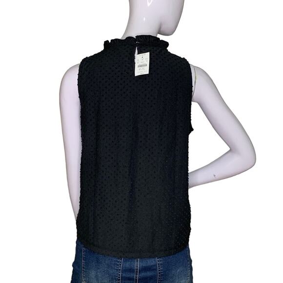 J Crew NWT Blouse Sleeveless Ruffle Neckline Black Size M - Picture 5 of 11